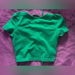 xs green backless crop top